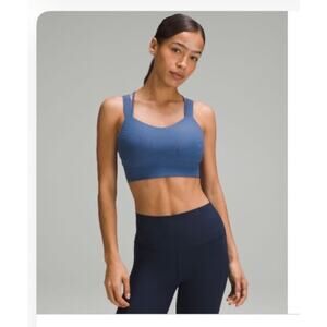 lululemon Like a Cloud Ribbed Longline Bra Light Support Pitch Blue Size 10